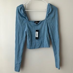 NWT Lulus Blue Long Sleeve Top Size Small